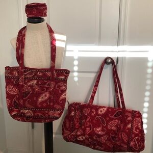 Vera Bradley Red Paisley Bag Set